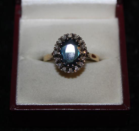 Sapphire and diamond cluster ring